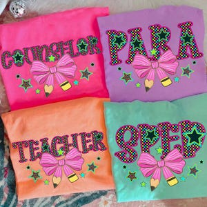 Retro Back to School Neon Checkered Png Bundle, School Occupation Png, First Day Of School Teacher Sped Para Librarian Png, Bright Color Png