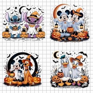 Halloween Mouse And Friends PNG Bundle, Halloween Shirt Design, Mickey Halloween, Mickey Halloween, Minnie Mouse Png, Stitch Halloween PNG