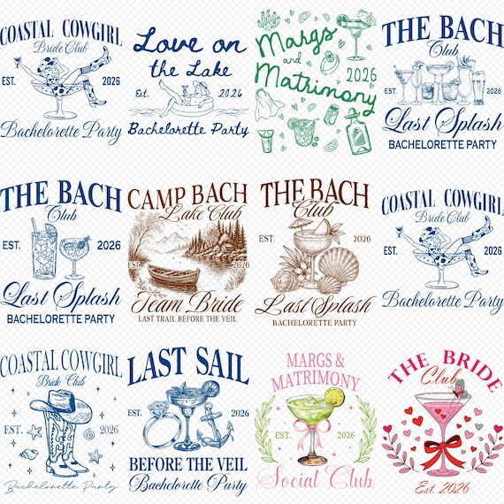 Bachelorette Party 2026 PNG Bundle, Last Splash Bach Trip, Team Bride, Margs & Matrimony, Bach Club Shirt Design, Sublimation