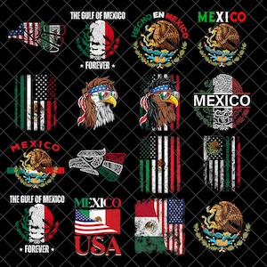 Mexico USA eagles flag Png Bundle, Mexicanamerican viva mexico png design file download png MAGA mexican patriotic png mexican roots png