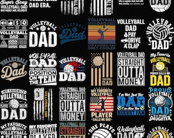 Volleyball Dad PNG Bundle, Funny Volleyball Dad Quotes, Proud Volleyball Father Shirt Design, Sports Dad PNG, Sublimation
