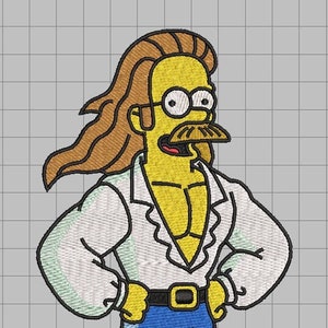 Beautiful Flanders Simpson Embroidery File ONLY .Pes, .Jef, .Xxx, .Vp3, .Vip .Hus .Dst
