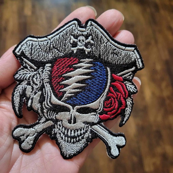 Sew on Patch DeadBeard The Dread Pirate Grateful Dead Stealie  4” free standing Hand Made Made To Order Sew On Patch Stealie