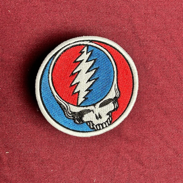 Steal Your Face Grateful Dead Stealie  3.8” Embroidered Hand Made Made To Order Sew On Patch Stealie