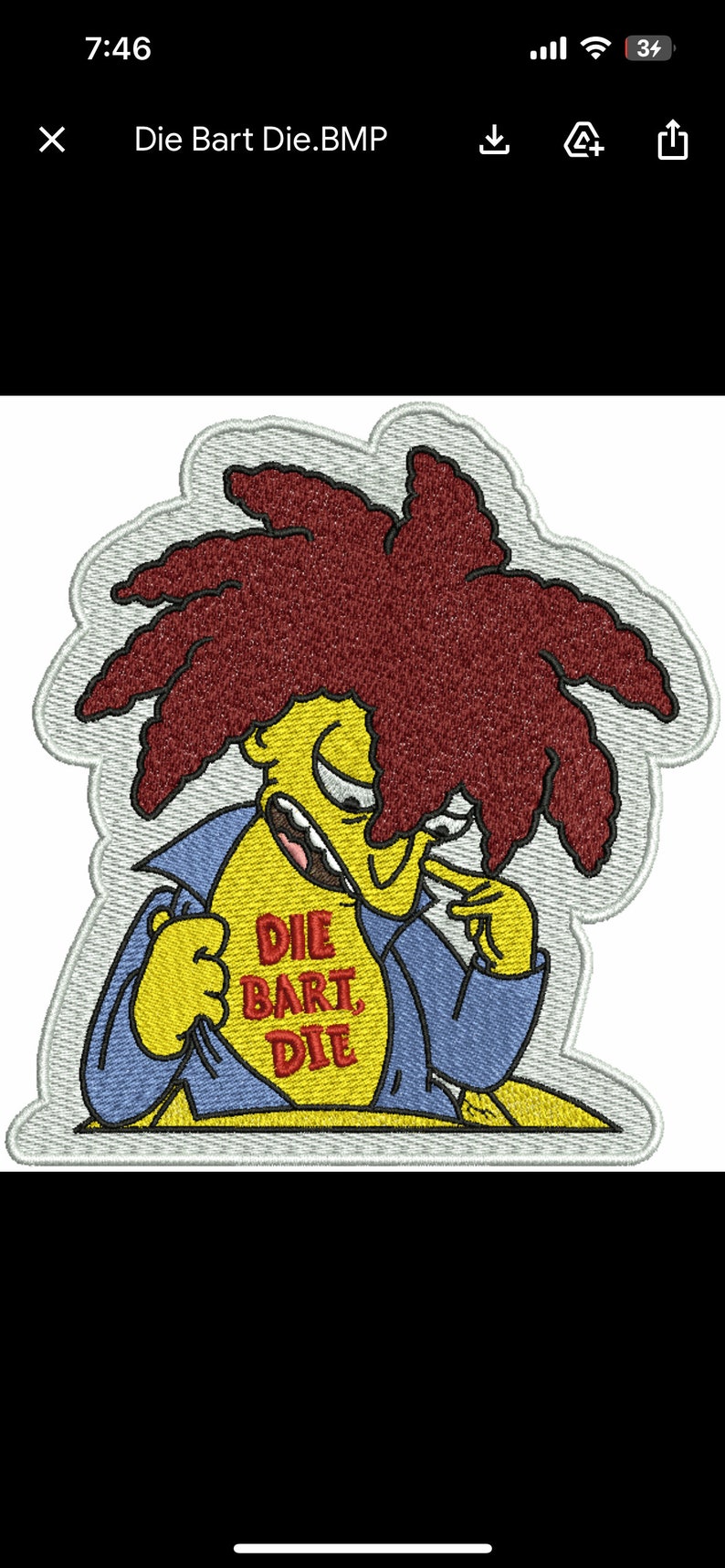 Die Bart Die Embroidered Patch – Cartoon Sew on Patch - Simpsons 5 ...