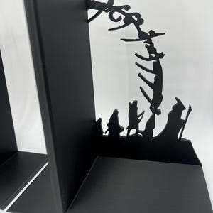 LOTR-boekensteunen, Hobbit & Fellowship-silhouet, fantasy-boekenplankdecor, LOTR-cadeau voor boekenliefhebbers afbeelding 5