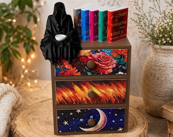 Miniatura del tocador de Feyre, inspirada en ACOTAR - Una Corte de Rosas y Espinas.