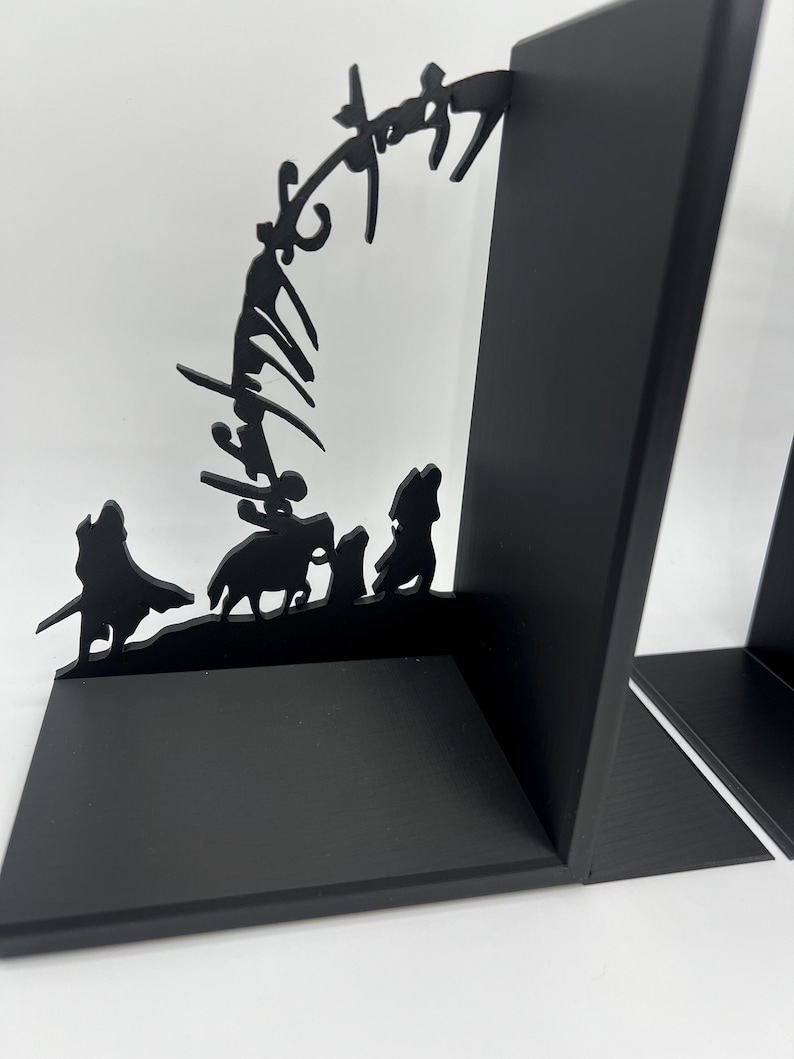 LOTR-boekensteunen, Hobbit & Fellowship-silhouet, fantasy-boekenplankdecor, LOTR-cadeau voor boekenliefhebbers afbeelding 4