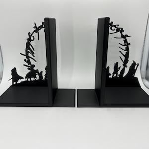 LOTR-boekensteunen, Hobbit & Fellowship-silhouet, fantasy-boekenplankdecor, LOTR-cadeau voor boekenliefhebbers afbeelding 1
