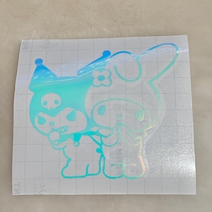 kuromi/my melody vinyl decal (holographic opal)