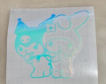 kuromi/my melody vinyl decal (holographic opal)