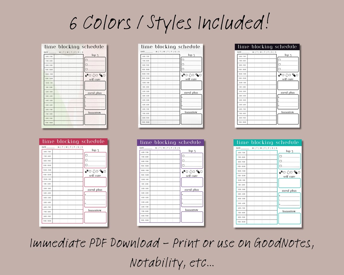 Plan Your Day! Simple Hourly Planner. Time Blocking Printable. (digital ...