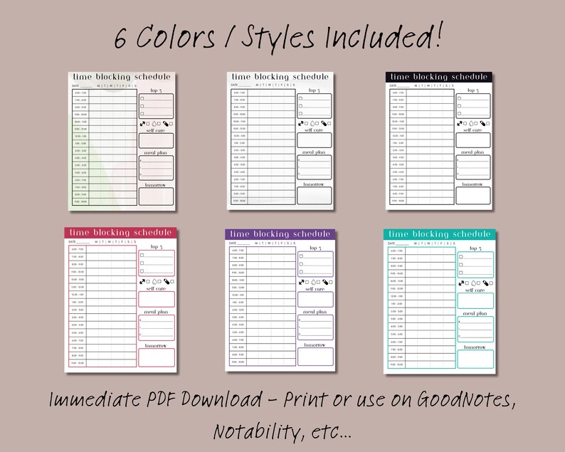 Plan Your Day! Simple Hourly Planner. Time Blocking Printable. (digital ...