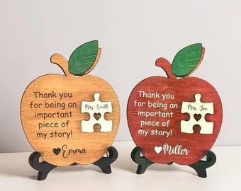 Personalized Teacher Gift, Apple Puzzle Piece Sign For Teacher, Appreciation Gift, Apple teacher sign, End of School Year, Teacher Gift