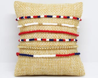 University in Tucson, Arizona-Inspired Red, Navy Blue, & White Teeny Bracelets