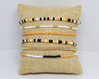 University in Boulder, Colorado-Inspired Gold, Black, & White Bitsy Bracelets