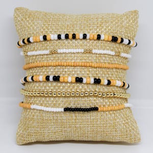 University in West Lafayette, Indiana-Inspired Gold, Black, & White Bitsy Bracelets