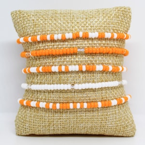University in Tennessee (Knoxville)-Inspired Light Orange & White Stack Bracelet Gift