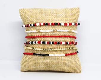 University in Cincinnatti, Ohio-Inspired Red, Black, & White Bitsy Bracelets