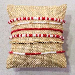 GO HOOSIERS Bitsy Stack Bracelets/Indiana University Bloomington Bracelets/Gift for Indiana Hoosiers Fan/Crimson & White Bracelets