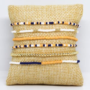 Tech University in Atlanta, Georgia-Inspired Navy Blue, Gold, & White Teeny Bracelet Gift