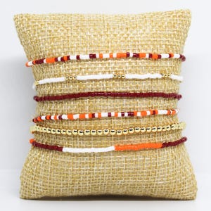 Tech University in Blacksburg, Virginia-Inspired Maroon, Orange, & White Teeny Bracelet Gift