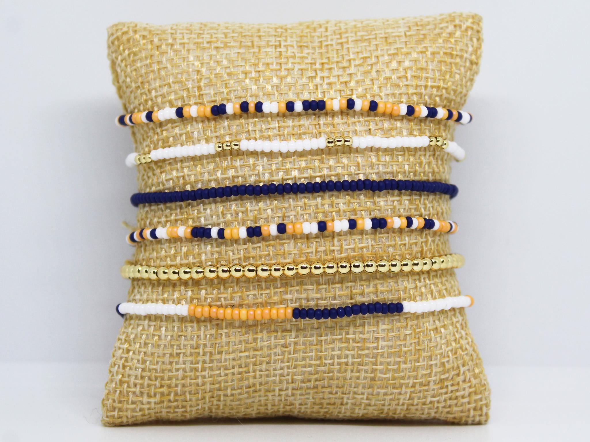 University in Statesboro, Georgia-Inspired Blue, Gold, & White Teeny Bracelets