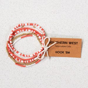 University in Austin, Texas-Inspired Bitsy Stack Bracelets/University in Texas-Inspired Fan Gift/Burnt Orange & White Bracelets