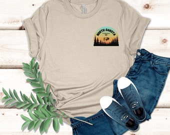 North Dakota Inspired Unisex Graphic T-shirt, Home State Shirt, North Dakota Souvenir T-shirt, ND Gift, USA Travel Shirt