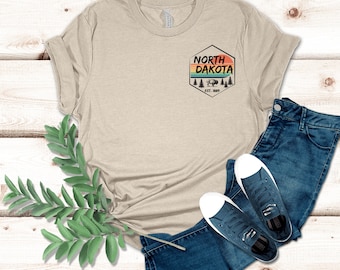 North Dakota Inspired Unisex Graphic T-shirt, Home State Shirt, North Dakota Souvenir T-shirt, ND Gift, USA Travel Shirt