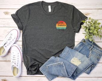 North Dakota Inspired Unisex Graphic T-shirt, Home State Shirt, North Dakota Souvenir T-shirt, ND Gift, USA Travel Shirt