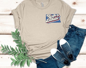 North Dakota Inspired Unisex Graphic T-shirt, Home State Shirt, North Dakota Souvenir T-shirt, ND Gift, USA Travel Shirt