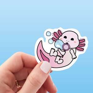 Bubble Blowing Axolotl Vinyl Sticker