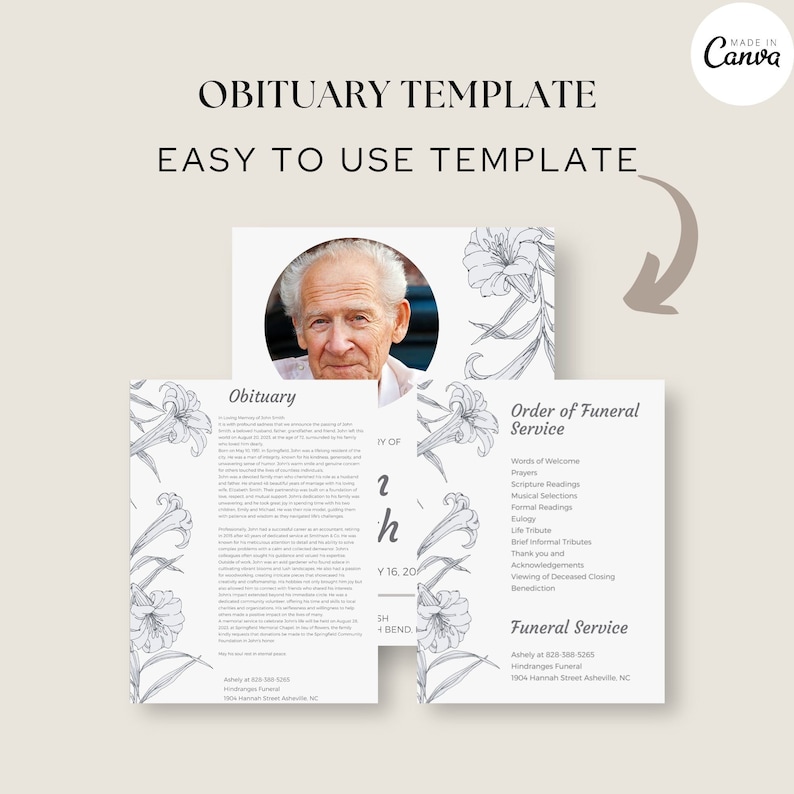 Funeral Program Template Obituary Template in Loving Memory Memorial Funeral Program Template Obituary Template in Loving Memory Memorial