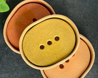 Oval Wallie Soap Dish | Self-Draining Ceramic Soap Dish | Sponge Holder | Soap Saver | Handmade Pottery …