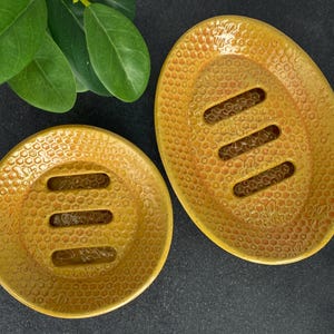 Bumble Bee Textured Soap Dish | Self-Draining Ceramic Soap Dish | Sponge Holder | Soap Saver | Handmade Pottery ...