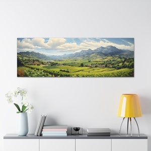 Napa Valley Ultra-wide Painting | Canvas Painting | Includes Frame | California Landscape Painting
