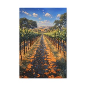 Napa Valley Vineyard Impressionist Painting | Canvas Painting | Includes Frame | California Landscape Painting | Ready To Hang