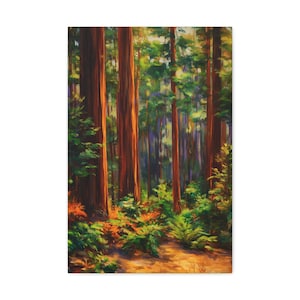 Redwood Forest Watercolor Painting | Canvas Painting | Includes Frame | California Landscape Painting | Ready To Hang