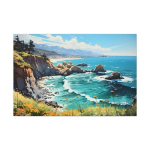 Big Sur Painting | Canvas Painting | Includes Frame | California Landscape Painting