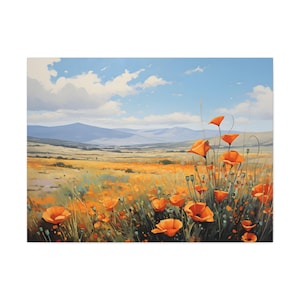 California Poppy Field | Canvas Painting | Includes Frame | California Landscape Painting