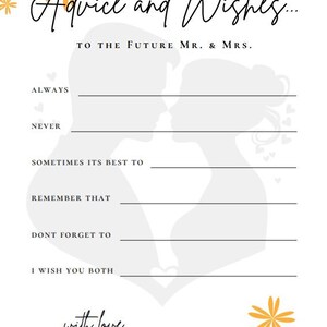 Advice and Wishes for the Future Mr. & Mrs.
