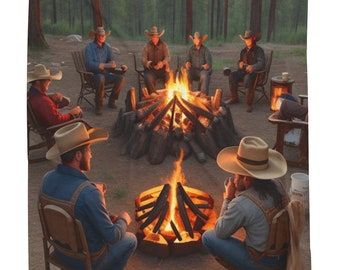 Cowboy campfire Velveteen Plush Blanket