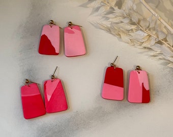 No.18 | Valentine's Day Pinks and Red | Dangly | Handmade Polymer Clay Earrings