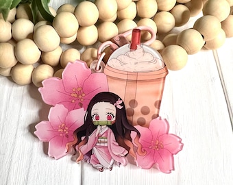 アニメボバフラワーキーホルダー：アクリルキーホルダー、ボバ愛好家へのギフト