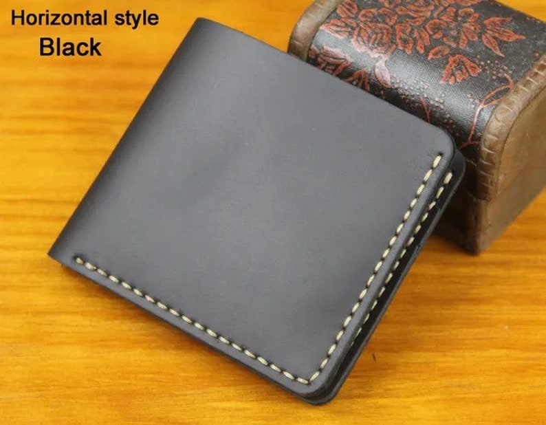 Bifold Mens Leather Card Wallet, Minimalist Small Travel Wallet ...