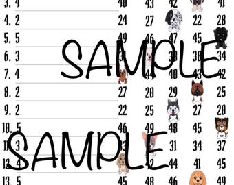 50 In Every Row Doggie Bingo Board