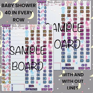 40 In Every Row Baby Shower Bingo Board