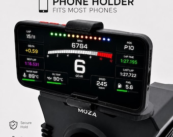 Moza Racing Wheel Base Phone Holder | Sim Racing Smartphone Mount | Dashboard & Telemetry Display