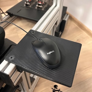 Alfombrilla de ratón para cabina de simulación de carreras: bandeja de plástico rígido montable para plataformas de carreras